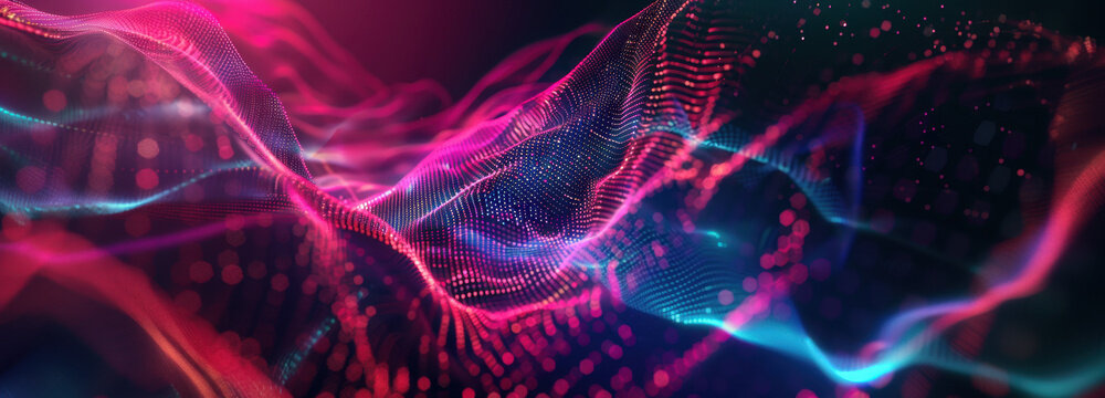 Abstract Digital Data Flow: A captivating visual representation of digital data streams, depicted through swirling waves of vibrant color.