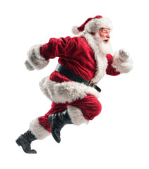 Obraz premium PNG Energetic Santa running joyfully.