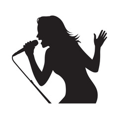Silhouette of a female singer performing with a microphone