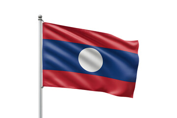 Striking Lao flag waving proudly on a flagpole, symbolizing national pride and unity, perfect for travel and patriotic themes.