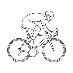 Cyclist in aerodynamic racing pose on a bicycle