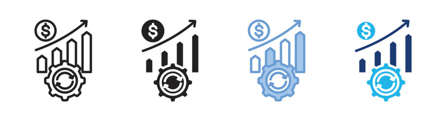 Process improvement icon set multiple style collection