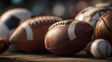 Dynamic composition of sports equipment featuring various team sport balls