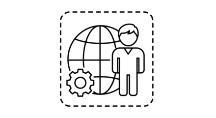 Global Business and Human Resources Concept Icon on Black Background graphic isolated on a transparent background