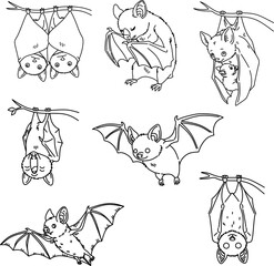 ​Bats collection line art