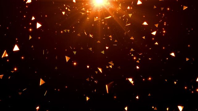 orange Light Particles and Triangle Fragments Background