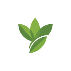 Abstract green leaf cluster or sprout logo design, featuring overlapping elements in a fresh, natural flat vector style.
