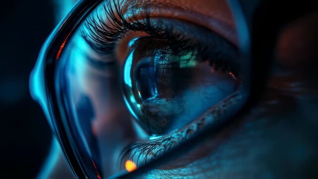 Futuristic vision: Close-up of a human eye reflecting digital data and technology interface - Powered by Adobe