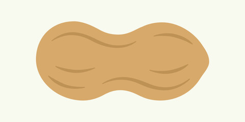 Simple, whole peanut in its shell, a common legume and healthy snack flat vector illustration.
