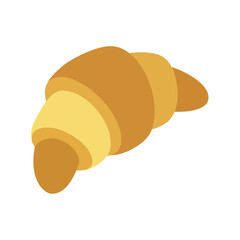 Classic golden flaky croissant with layered dough, a popular French pastry and breakfast food flat vector icon.