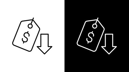 Price Drop White Icon Set Design