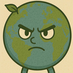 Angry Earth Character with Environmental Expression