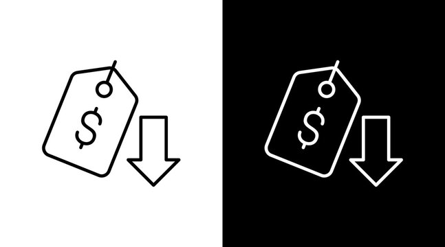 Price Drop White Icon Set Design