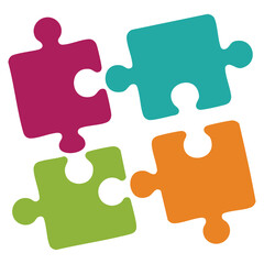 Fototapeta premium Colorful puzzle pieces icon flat vector illustration isolated separated