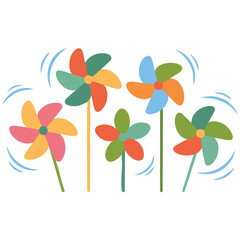 Bright pinwheel childrens toy vector illustration isolated playful