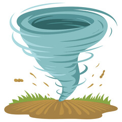 Destructive blue whirlwind leaving damage traces vector