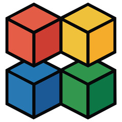 Baby bright cubes icon cartoon vector shape wood building