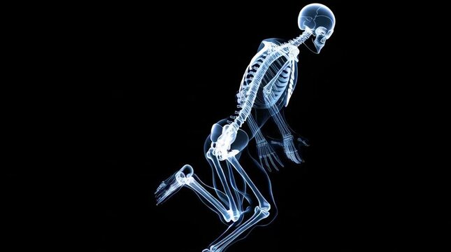 X-Ray Human Skeleton Running &ndash; Radiology Style Anatomy Motion