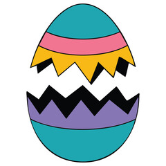 Cracked easter egg icon broken shell illustration isolated vector illustration on white background