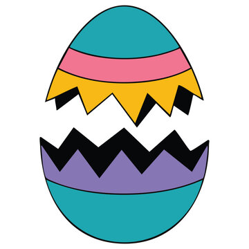 Cracked easter egg icon broken shell illustration isolated vector illustration on white background