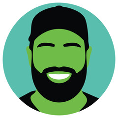 Male avatar with hat profile image icon illustration isolated vector illustration on white background