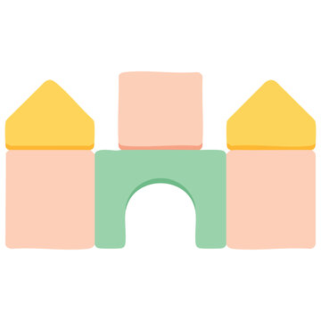Building block castle toy icon cartoon illustration isolated vector illustration on white background