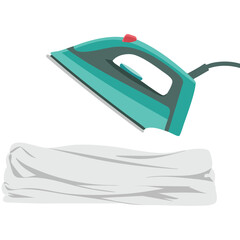 Smoothing iron generating steam clouds household appliance isolated vector illustration on white background