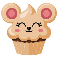Sweet cupcake clipart cartoon birthday treat isolated vector illustration on white background