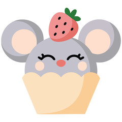 Cute clipart cupcake isolated cartoon birthday sweet food isolated vector illustration on white background © azzedine