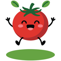 Cute tomatoes character cartoon vegetable isolated vector illustration on white