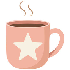 Big cup with tea or coffee hand drawn cartoon isolated vector illustration on white