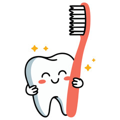 Oral hygiene tooth brushing dentistry isolated vector illustration on white background