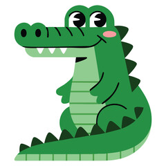 Playful green crocodile character for children products clothing designs isolated vector illustration on white background