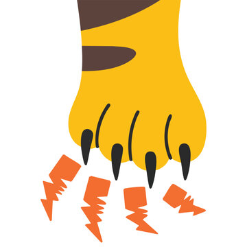 Aggressive cat claw scratch injury with blood marks wound isolated vector illustration on white background