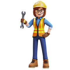 Female Handywoman Construction Worker holding a wrench