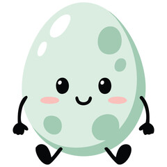 Animated Easter egg personified holiday element isolated vector illustration on white background