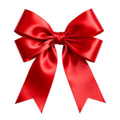 Elegant Red Satin Ribbon Bow Isolated on Transparent Background