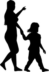 silhouette of a girl and mother design