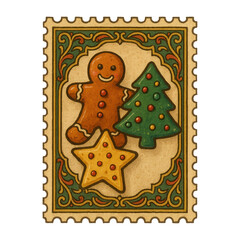 PNG Vintage festive holiday stamp