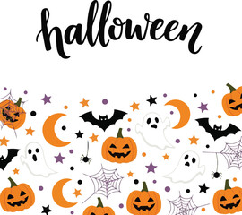  Happy Halloween sale banners or party invitation background.Vector art with white background