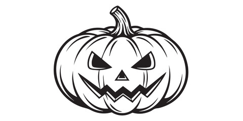 Fototapeta premium Bold black and white illustration of a pumpkin with smooth clean outlines