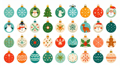 Christmas Baubles Collection Festive Holiday Ornaments for Seasonal Celebrations