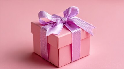 Obraz premium Small Pink Gift Box Adorned With a Ribbon Bow Perfect for Any Special Occasion