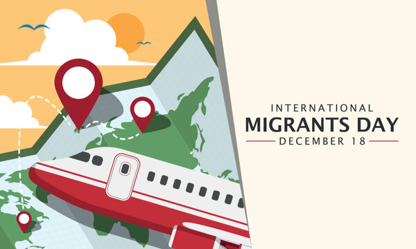International Migrants Day Poster. Migration by air