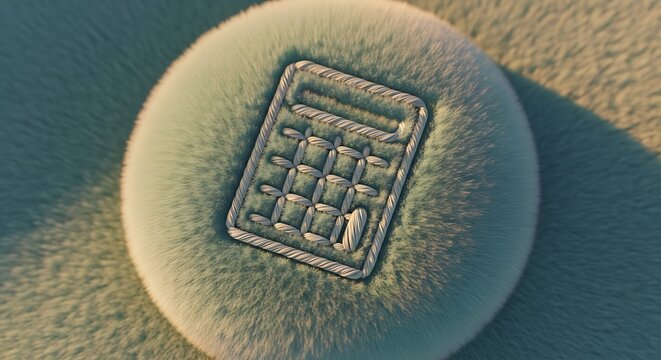 Calculator impression on sandy surface conceptual image for finance math or education