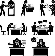Business and Office Administration Icon Set: Document Handling, Meetings, and Signing