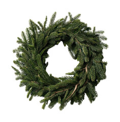 Obraz premium PNG Lush evergreen wreath on display.