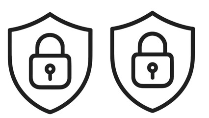 Cybersecurity shield with closed lock for safety and protection concepts