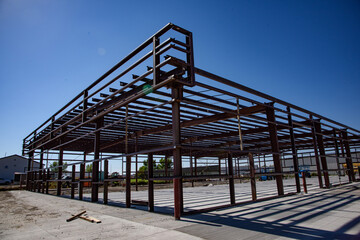 Steel framework will become new commercial building when complete.