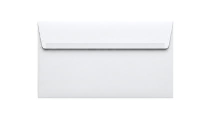 Simple white paper envelope with a neatly closed flap, perfect for invitations, letters, or official documents, isolated on transparent background